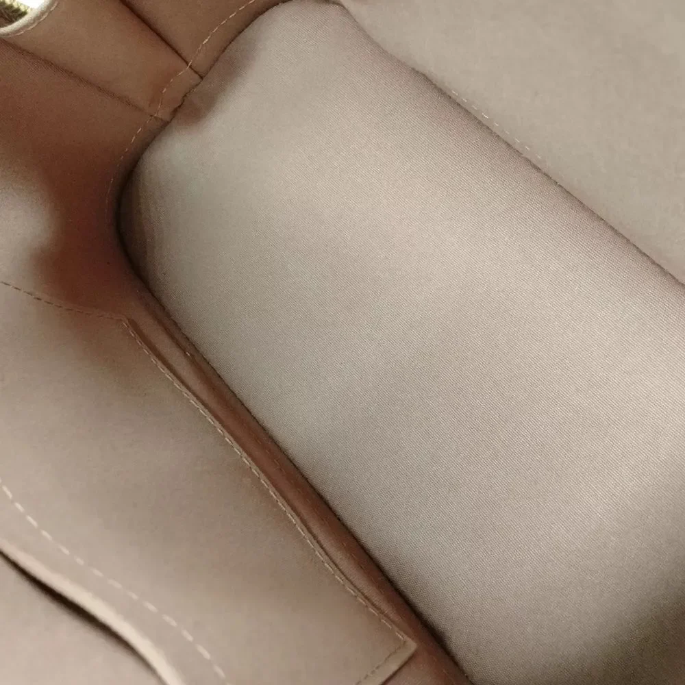 Auth Louis Vuitton Camel Brown Vernis Patent Leather 2way LV Alma BB Satchel